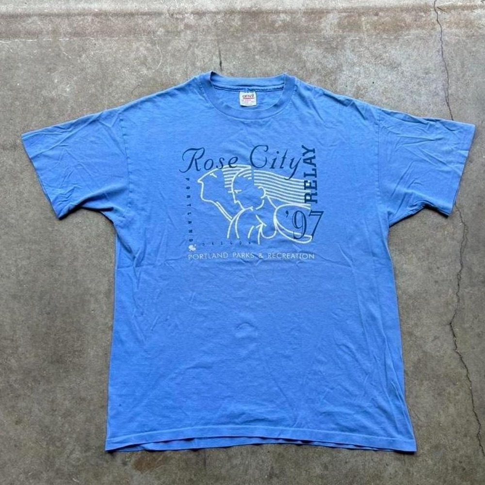 Vintage 90s Rose City Relay blue single stitch t-shirt   Mens Size XL